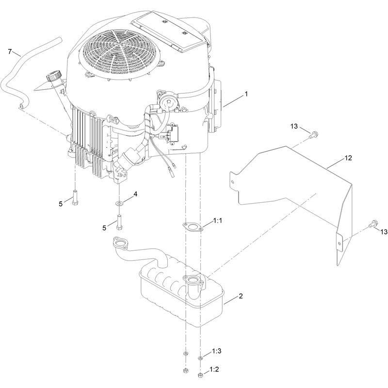 Engine and Muffler Assembly