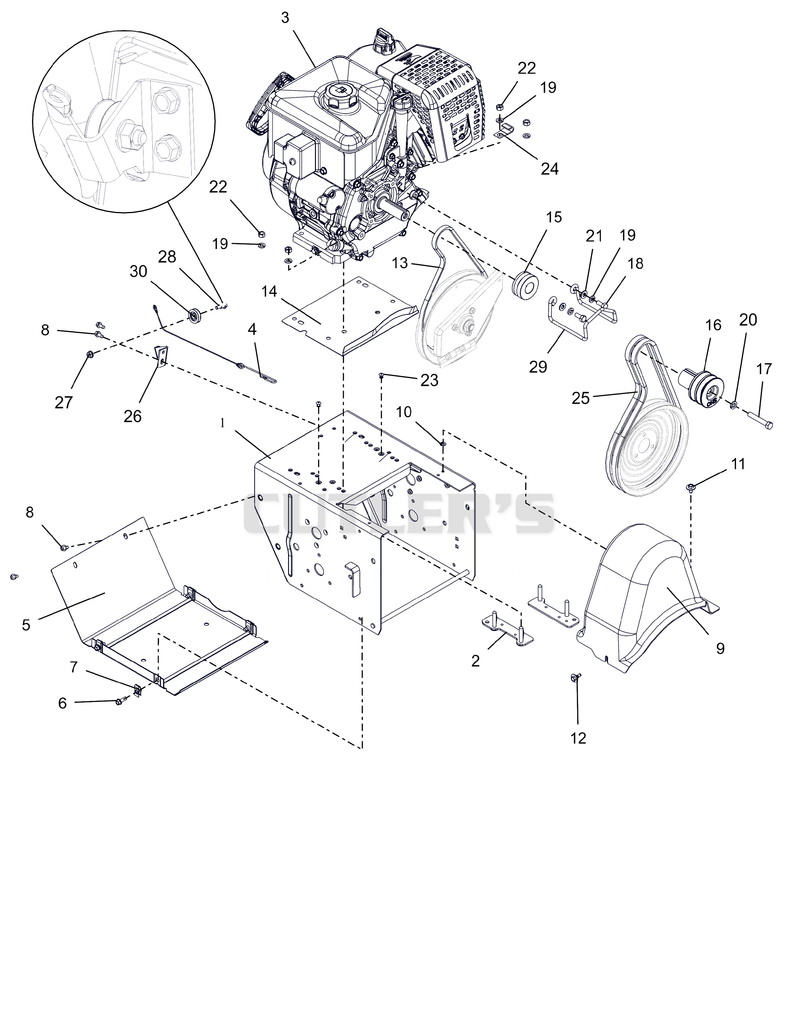 Engine, Frame And Belt Drive - AX306 (SHO)