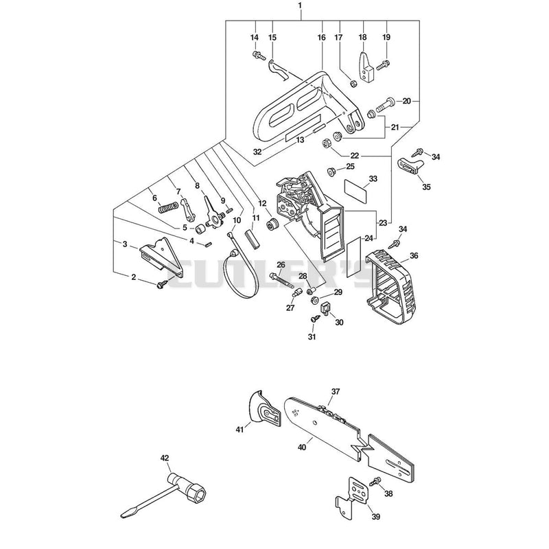CHAIN BRAKE, CUTTING ATTACHMENT, TOOLS