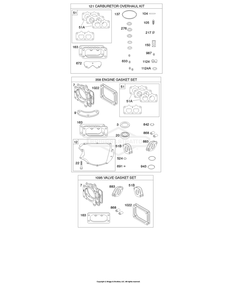 Engine/Valve Gasket Set, Carburetor Overhaul Kit