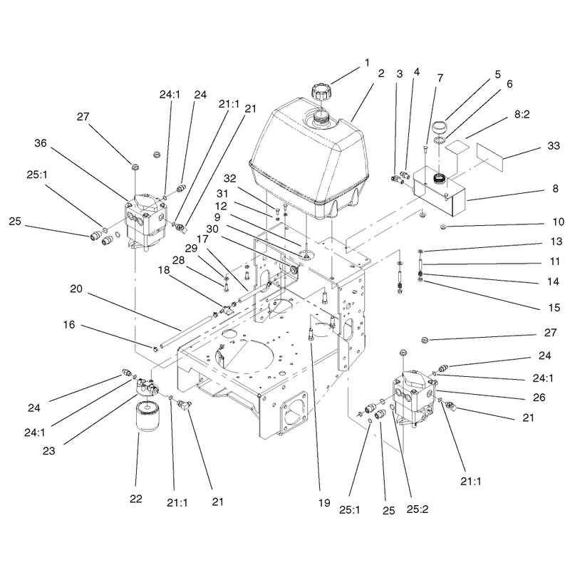 Fuel Tank Hydraulic Tank Pump and Filter Assembly