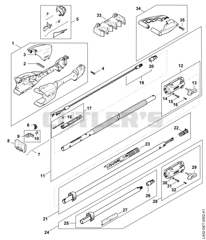 Handle housing, Drive tube assembly