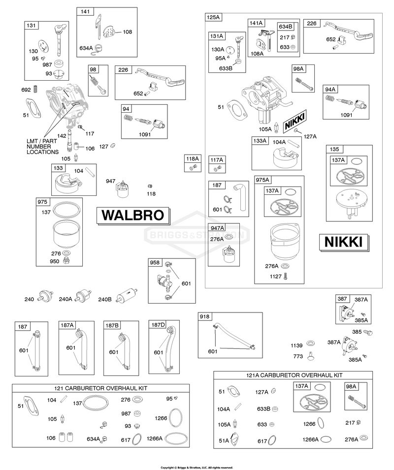 Carburetor - Walbro &Nikki, Cylinder Head, Fuel Supply, Kit - Carburetor Overhaul - Walbro & Nikki