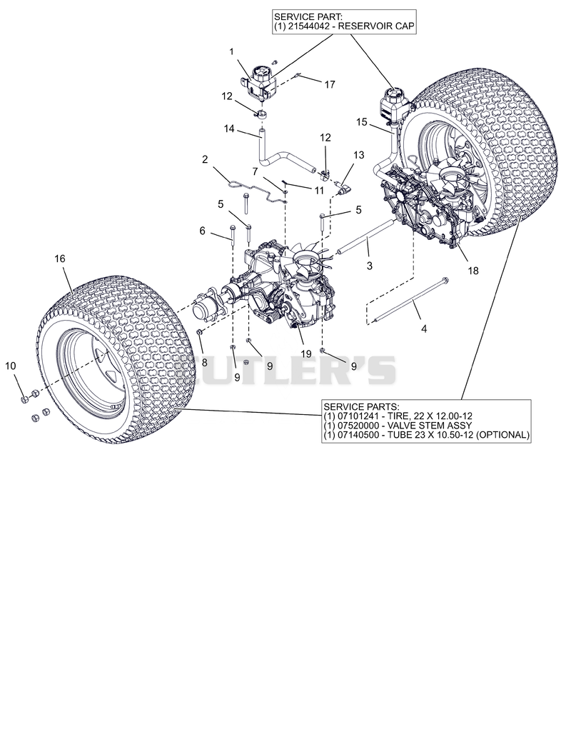 Rear Tires and Transaxles - 60"
