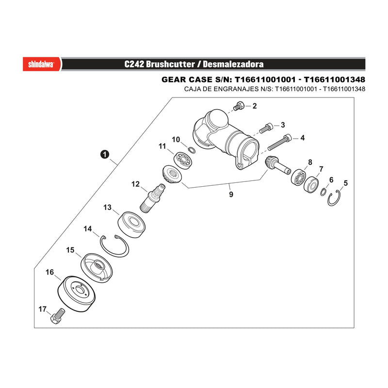 GEAR CASE S/N: T16611001001 - T16611001348
