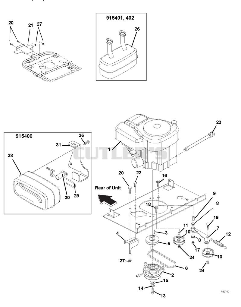 Engine, Exhaust, Belts and Idlers