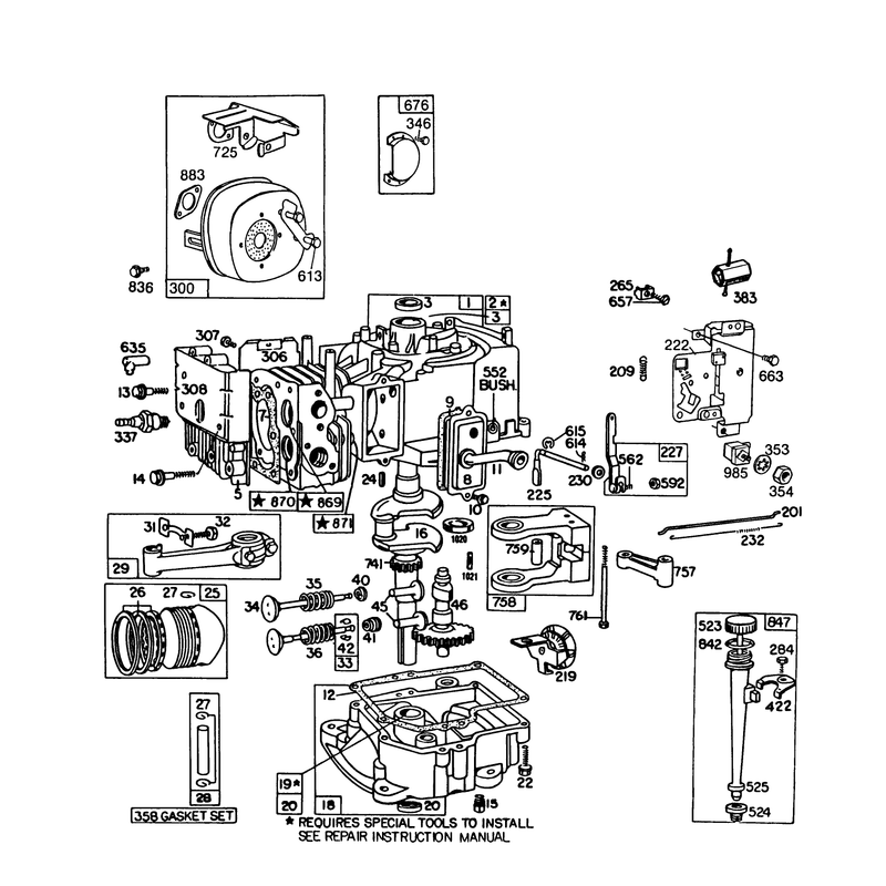 Engine Briggs & Stratton Model No. 191707-2161-01 8 H.p. Rear Engine Rider Recoil Model 56145