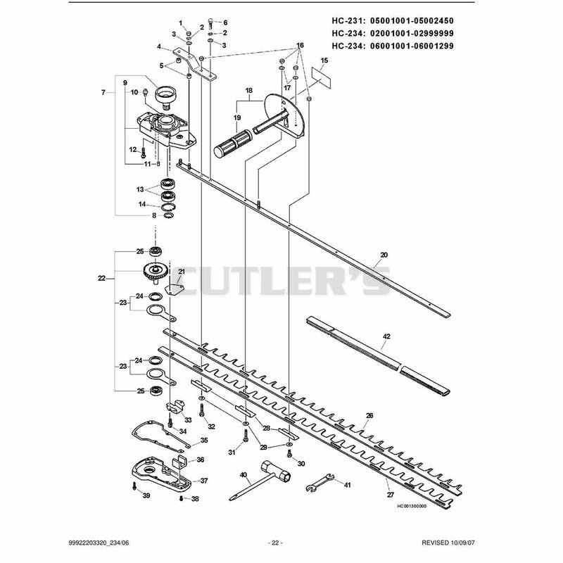 Blades, Gear Case, Side Handle,Tools S/N 06001001 - 06001299