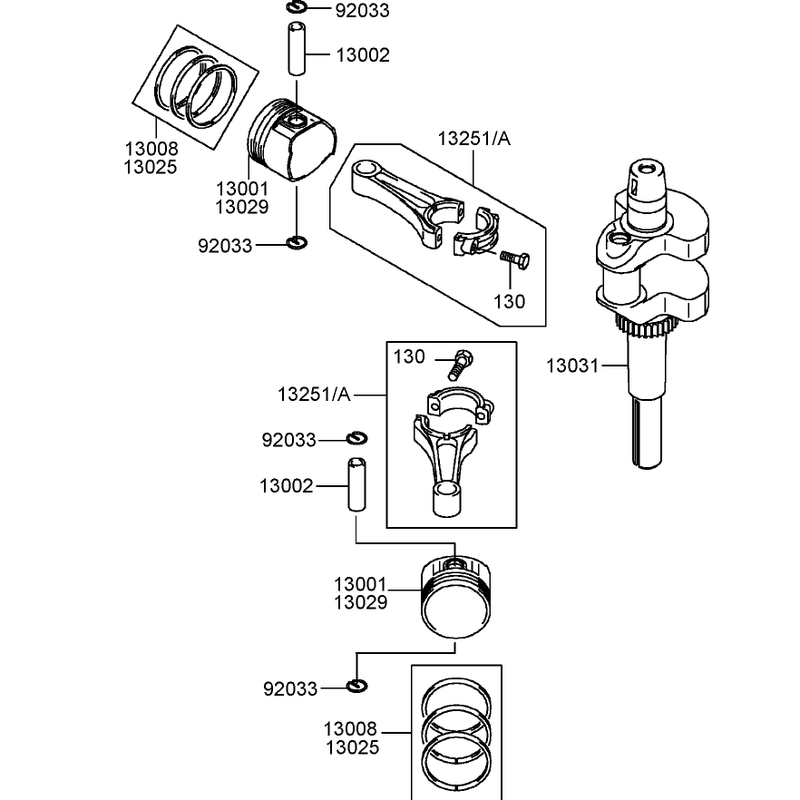 Piston and Crankshaft Assembly Kawasaki FH430V-AS25