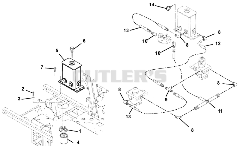 Hydraulic Tank, Filter And Pump To Tank Circuit