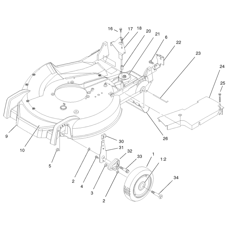 Housing Handle Brackets and Wheel Assembly