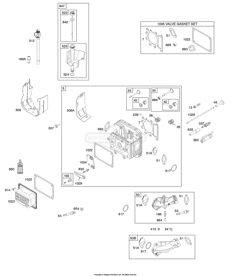 Cylinder Head, Gasket Set - Valve, Oil Fill, Valves