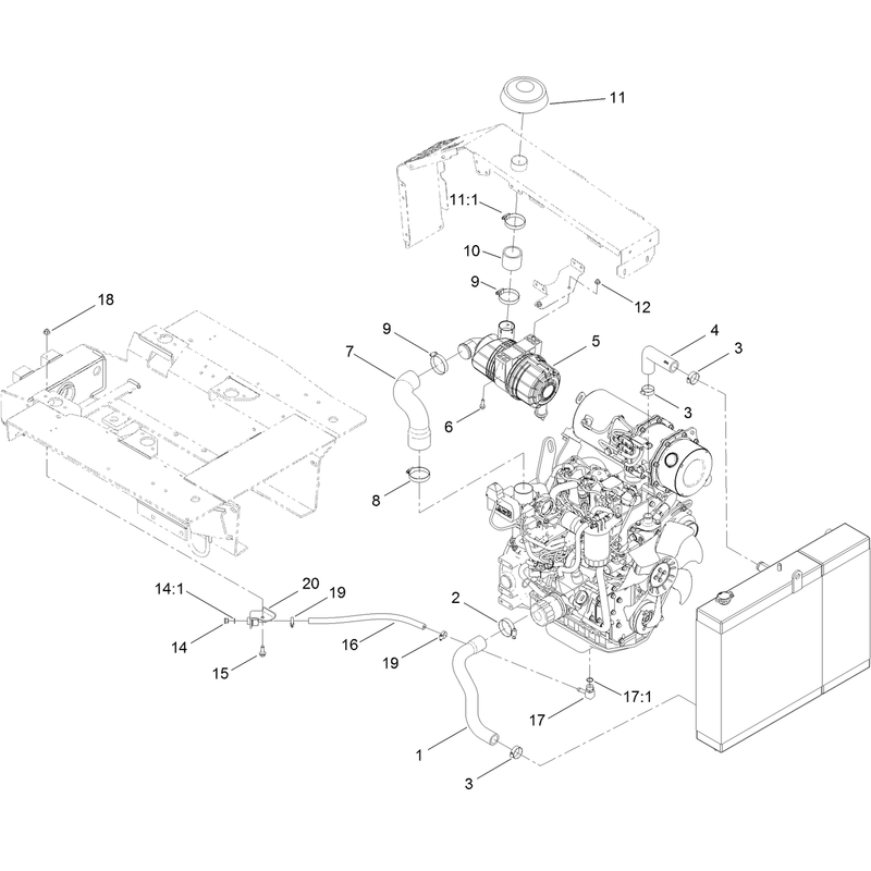 Air Cleaner and Radiator Hose Assembly
