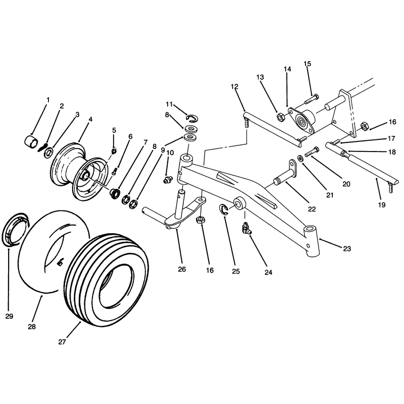 Front Axle and Wheel Assembly