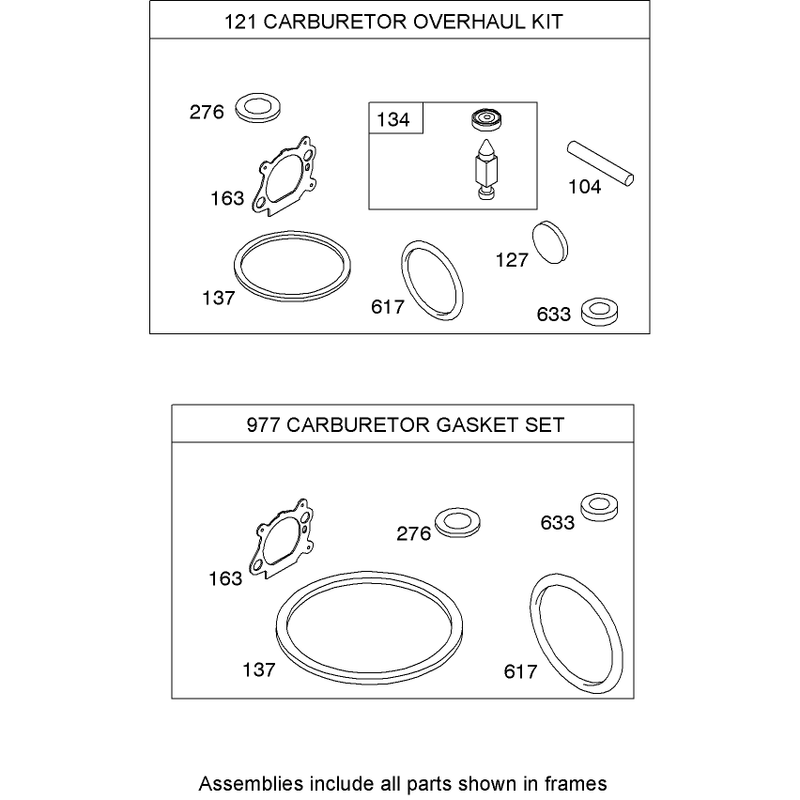 Carburetor Overhaul Kit Briggs and Stratton 12H802-2032-B1