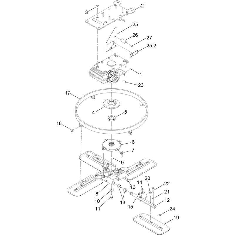 46 Inch Rotating Ring Blade and Gearbox Assembly