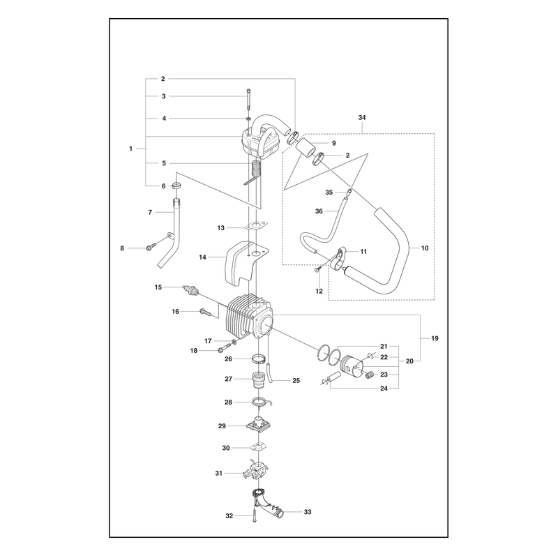 CYLINDER, PISTON AND MUFFLER