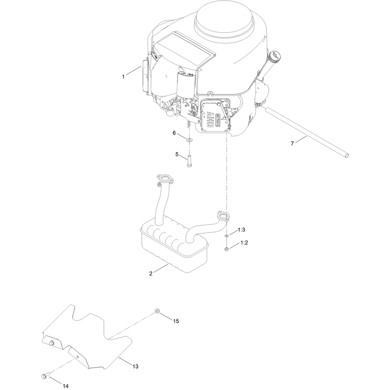 Engine and Muffler Assembly