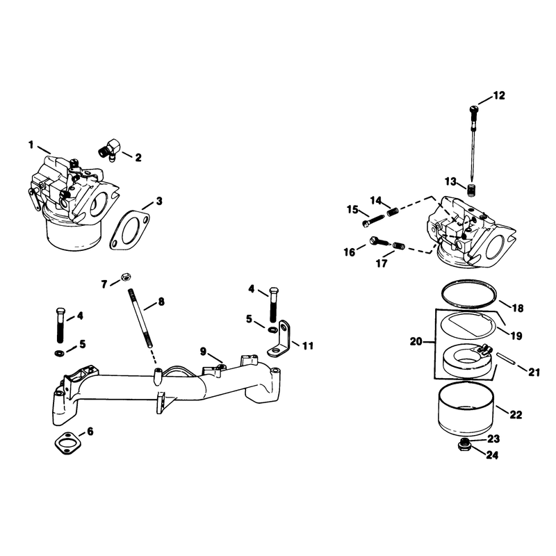 Carburetor Engine Kohler Model No Kt17qs Type No 24324