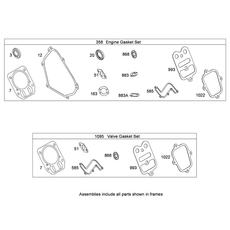 Engine and Valve Gasket Sets  Briggs and Stratton 15D104-0113-E8
