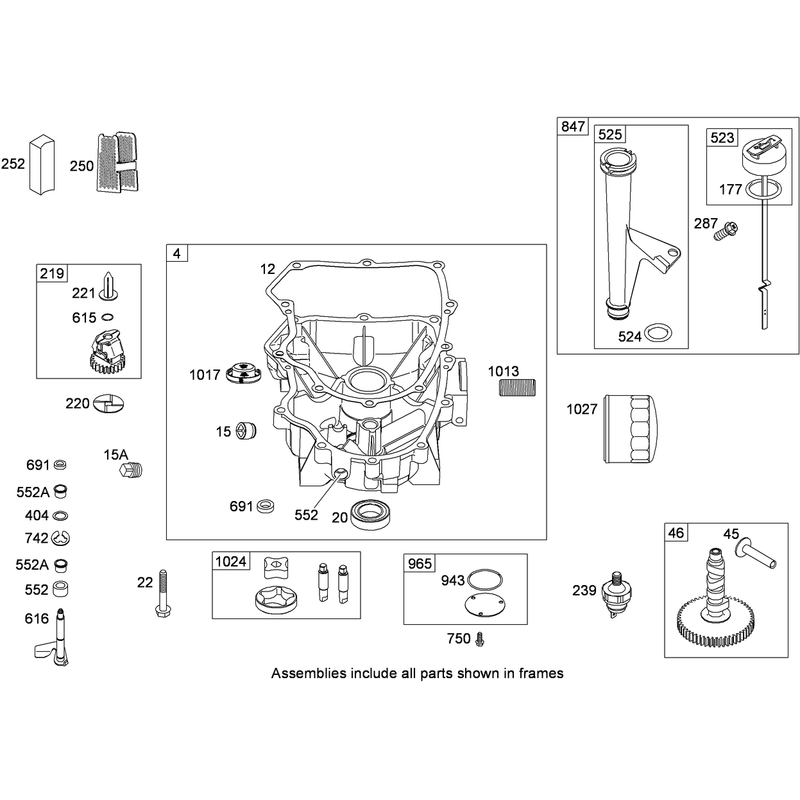 Crankcase Cover and Sump Assembly Briggs and Stratton 407777-0550-E1