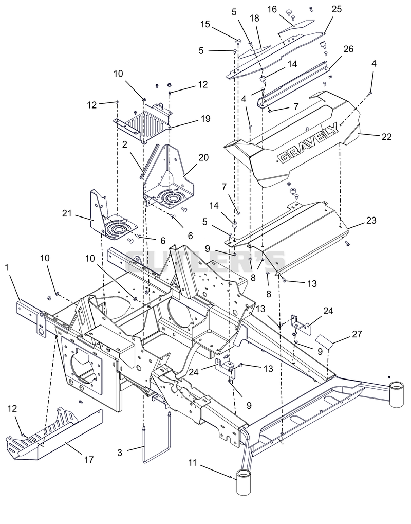 Frame, Front Bumper and Battery Tray - 72" and Mach One