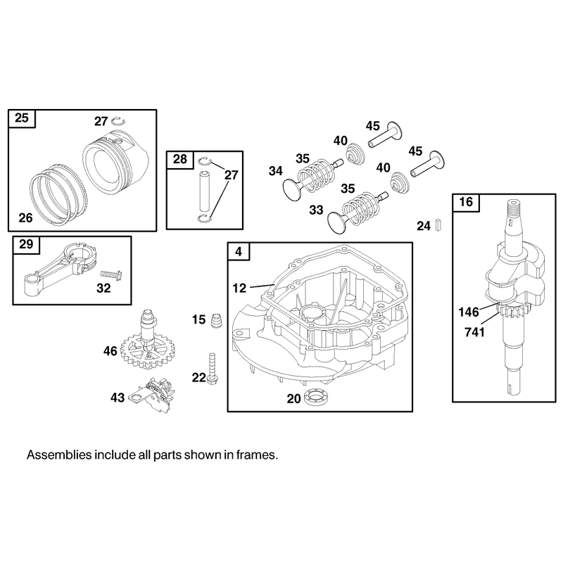 Crankshaft and Piston Assembly Engine Briggs and Stratton Model 12h802-1767-E1
