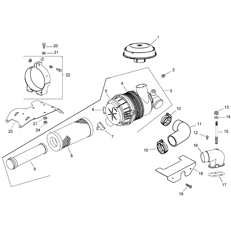 Air Intake and Filtration Assembly Kohler CH745-0007