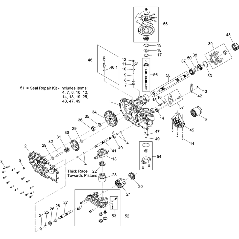 LH Hydro Transmission Assembly No. 127-3381