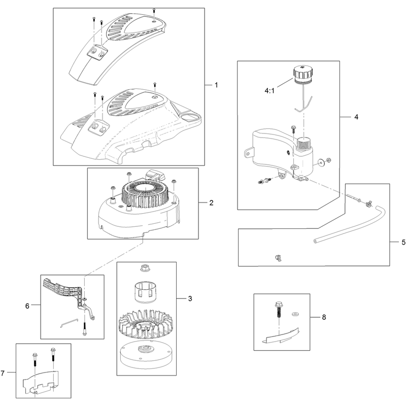 Shroud Flywheel and Fuel Tank Assembly Engine Assembly No 120-4412