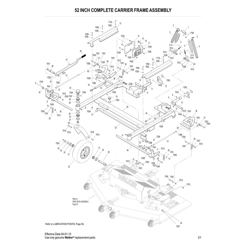 52 INCH COMPLETE CARRIER FRAME ASSEMBLY