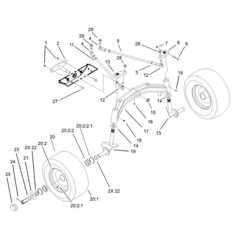Tie Rod Spindle and Front Axle Assembly