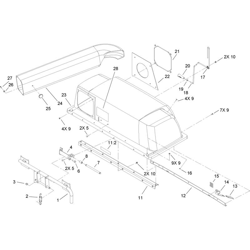 Bagger Hood and Hinge Assembly
