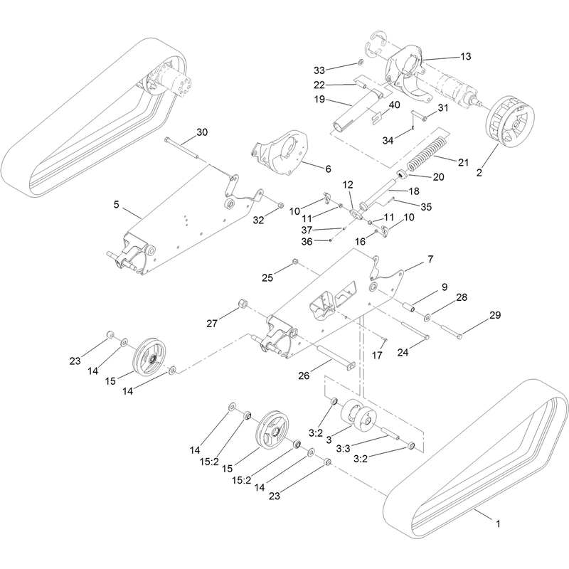 Track Drive Wheel and Tensioner Assembly