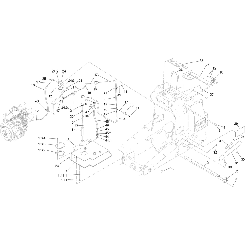 Hydraulic Tank and Track Shaft Assembly