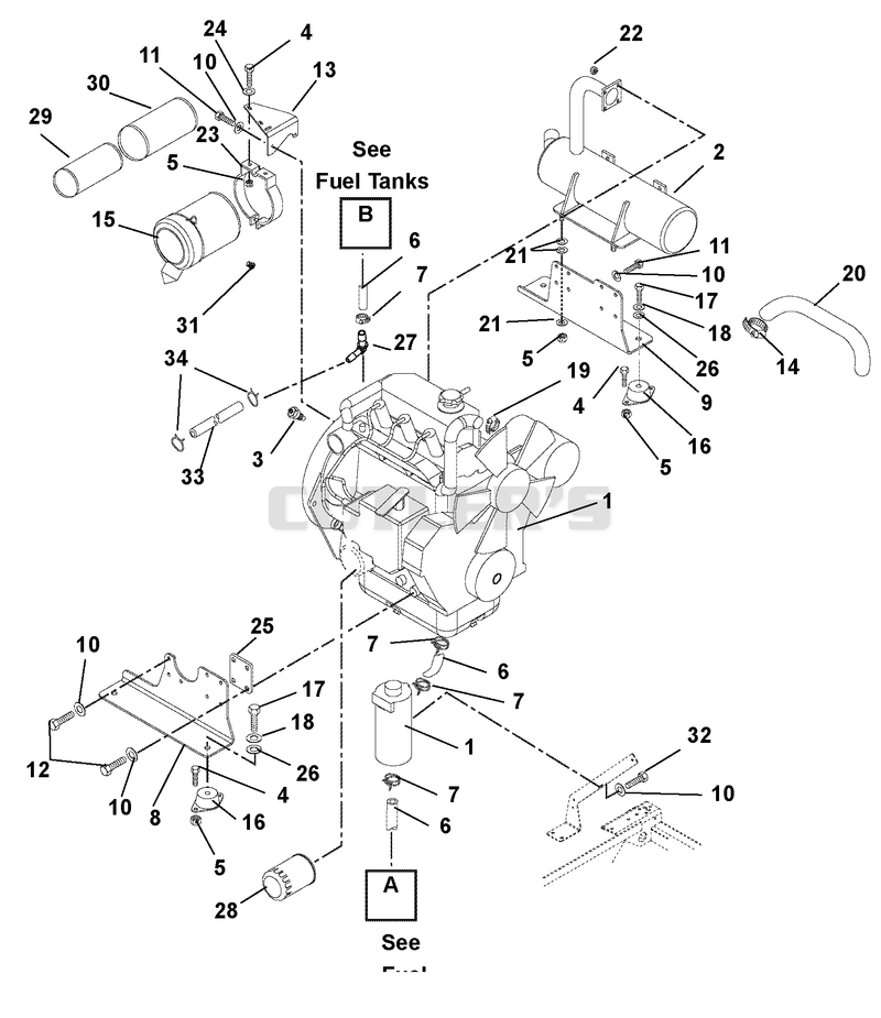 Engine, Muffler And Air Filter