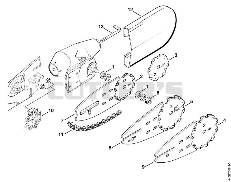 BT 310 Drive parts, Guide bar