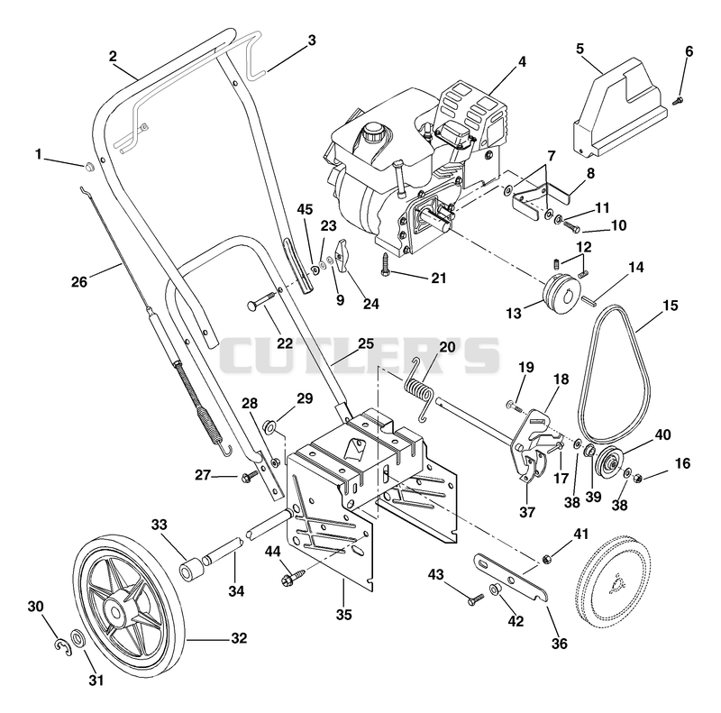 Engine, Belt Drive, Handlebars And Controls