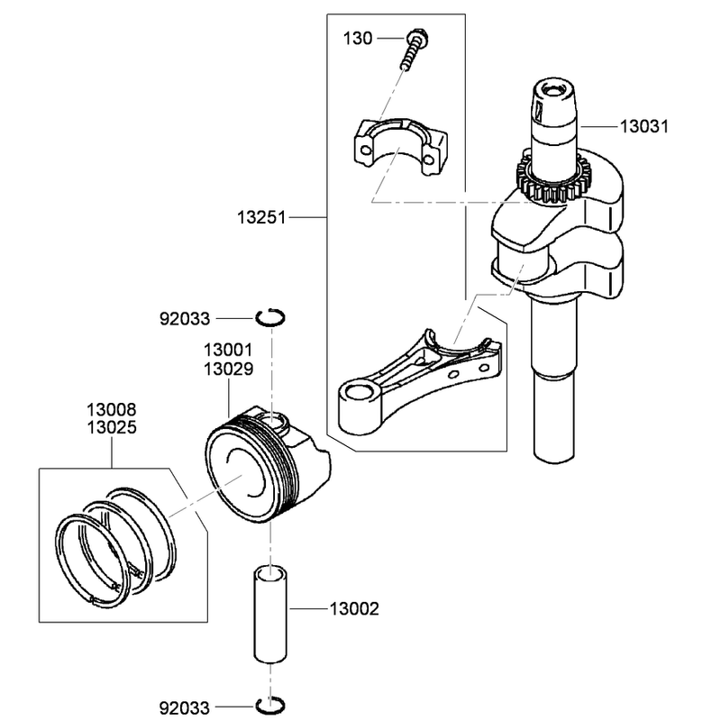 Piston and Crankshaft Assembly Kawasaki FJ180V-AS58