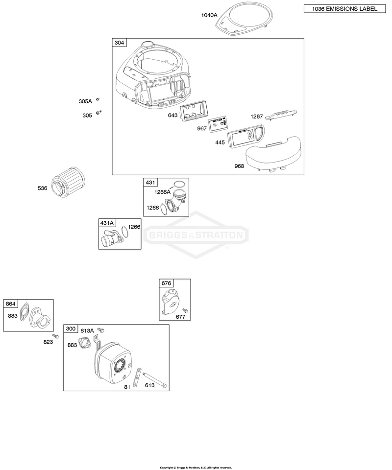 Air Cleaner, Blower Housing, Exhaust System