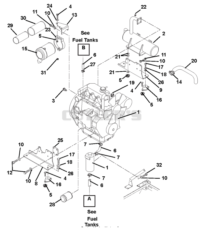 Engine, Muffler And Air Filter