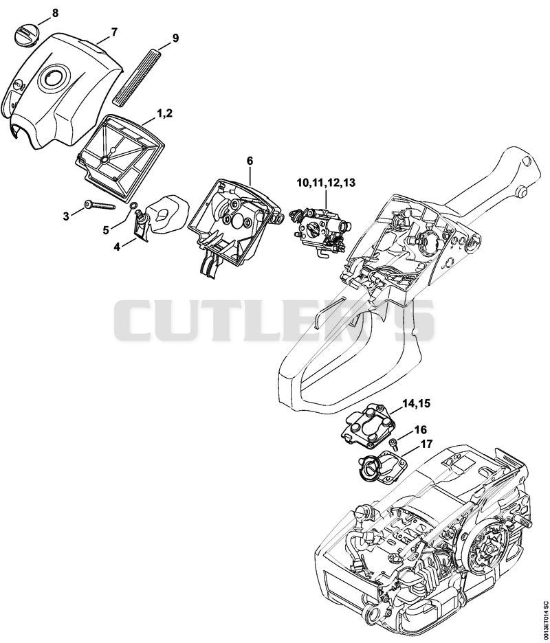 Air filter, Carburetor box cover