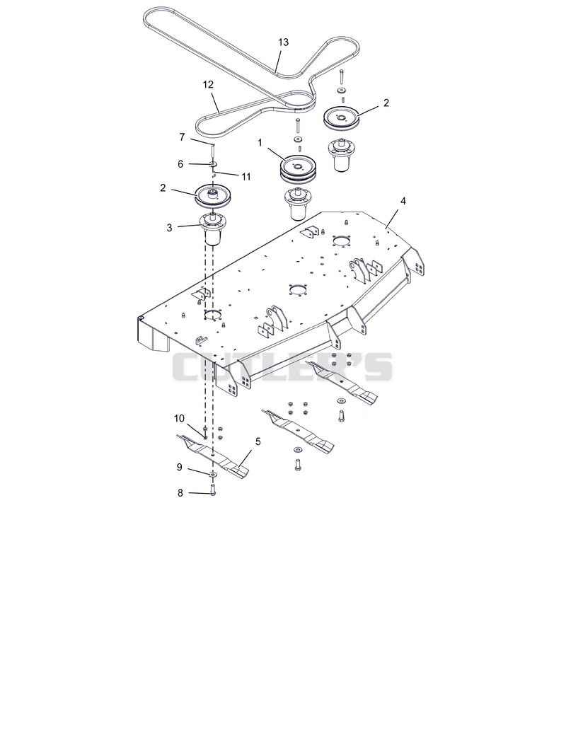 Deck, Belts, Blades and Spindles – 52"