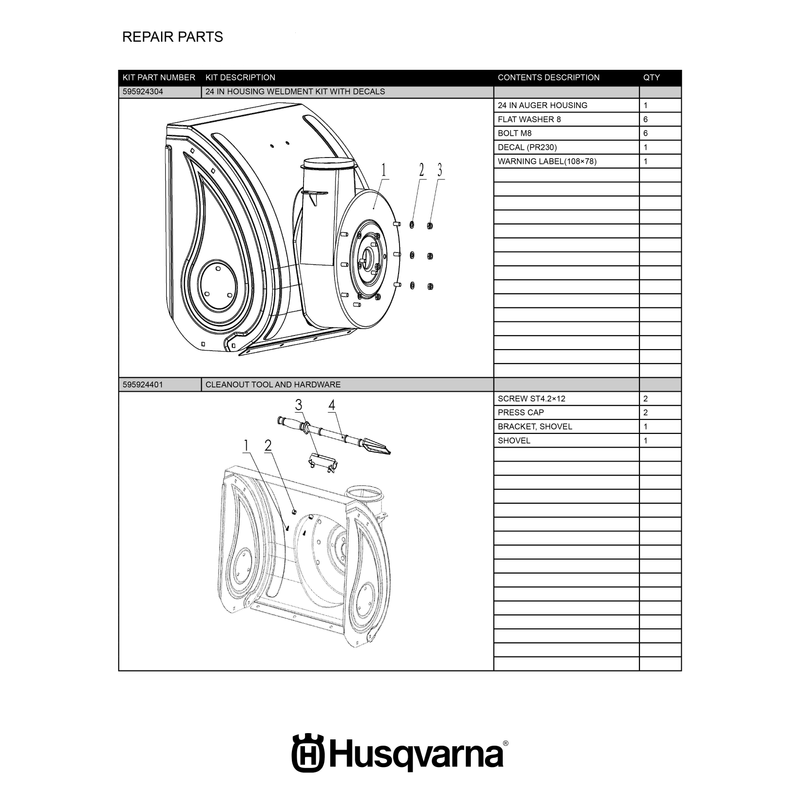 AUGER HOUSING AND IMPELLER