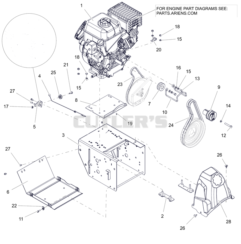 Engine, Frame and Belt Drive