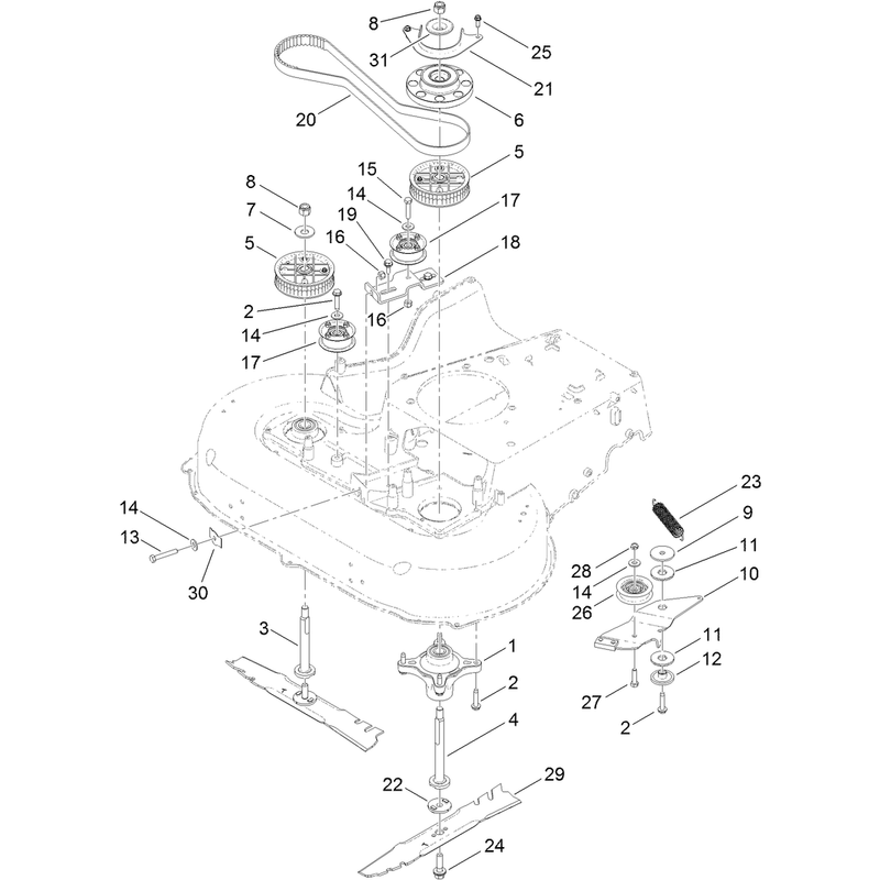 Belt Spindle and Blade Assembly