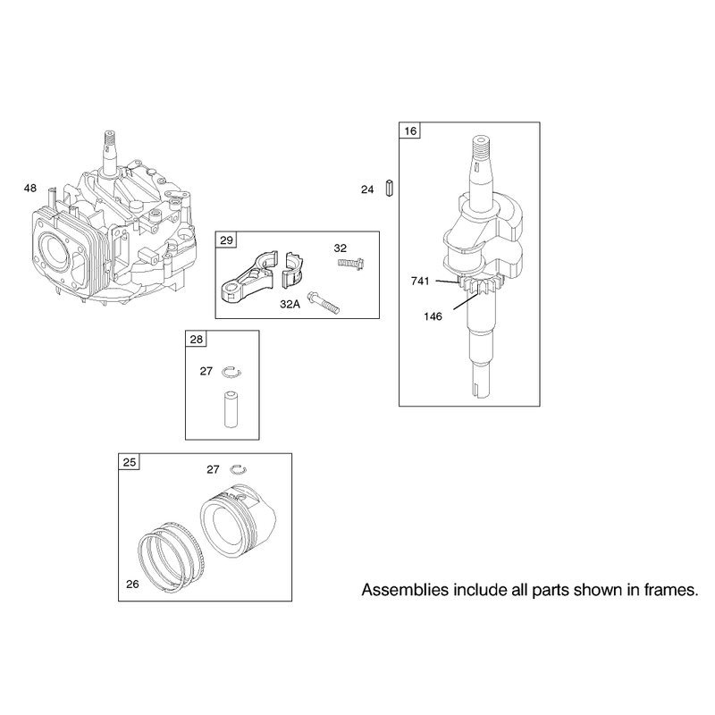 Crankshaft Assembly Engine Briggs and Stratton Model 122602-0111-E1