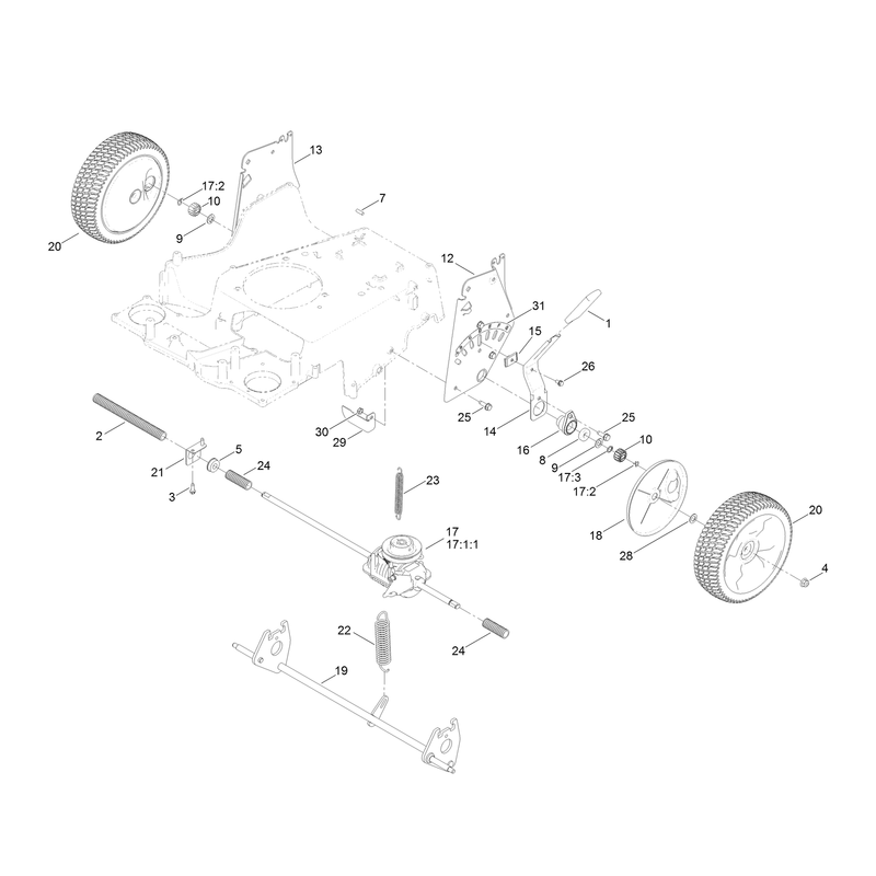 Rear Wheel and Height of Cut Assembly