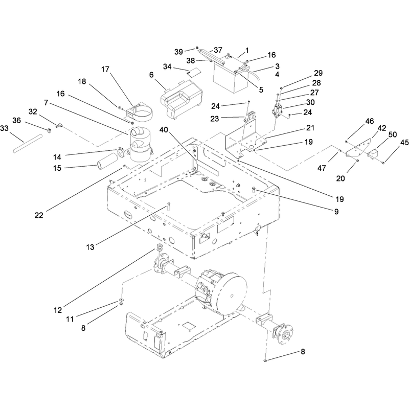 Drivetrain Mounting Battery and Air Cleaner Assembly