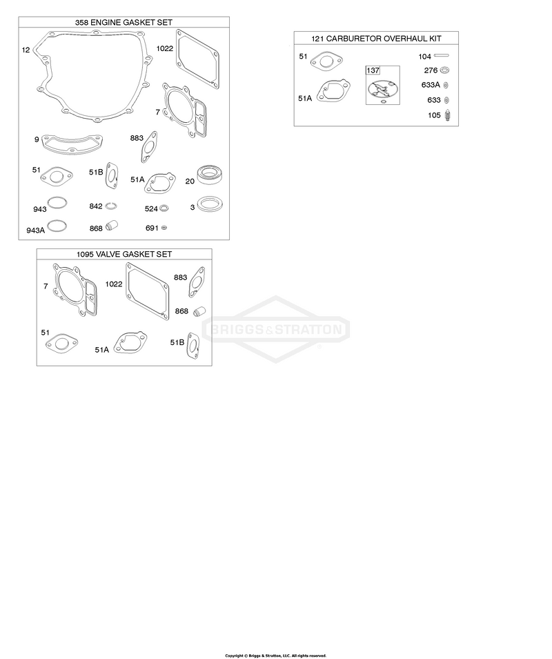 Engine/Valve Gasket Set, Carburetor Overhaul Kit